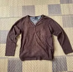 ブラウン Vネック 長袖セーター Lサイズ