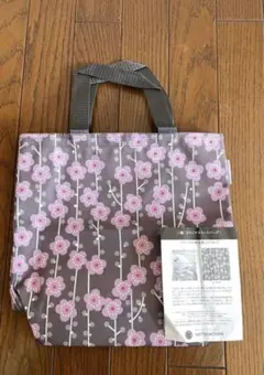 三越　オリジナルトートバッグ　花柄トートバッグ グレー×ピンク