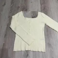 Wcloset スクエアネックリブニット　アイボリー