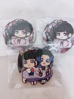 鬼滅の刃 ばんちょうこう缶バッジとストラップ 3点セット 栗花落カナヲ胡蝶しのぶ