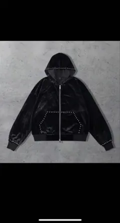 【海外品】スタッズ付きブラックジップパーカー y2k 00s 古着
