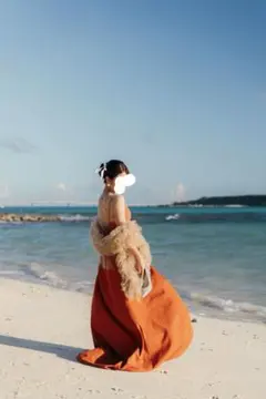 美品　カラードレス　テラコッタ　ウェディングドレス