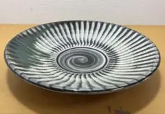 【島根民藝】石見焼 石州宮内窯 刷毛目青差 尺一皿 大皿 約31.5cm 陶器 島根民藝】石見焼 石州宮内窯 刷毛目青差 尺一皿 大皿 約31.5cm 陶器