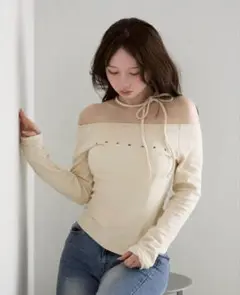 andmary Mary logo choker tops ivory