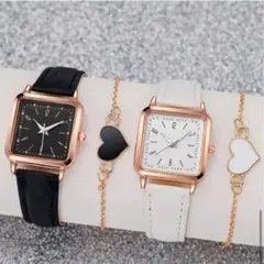 【新品】スクエア型クォーツ腕時計 ブレスレット付き【稼動品】