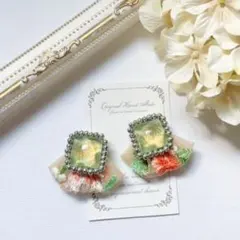 982 インド刺繍リボン ビーズ刺繍 水面イエロー❤︎デイジー