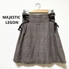 マジェスティックレゴン　チェック フレアスカート 編み上げ　りぼん　ミニ丈　M