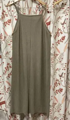 キャミワンピ　 キャミソール ワンピース ロング　ブラウン　L ストレッチ