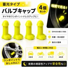 蓄光タイプ バルブキャップ 4個セット イエロー 車 バイク タイヤ用品のサムネイル