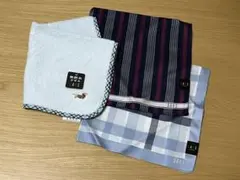 DAKS ダックス　ハンカチ　無撚糸タオル　3枚セット ネイビー グレー