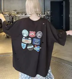 Alley Tokyo ダメージロゴBIG Tシャツ オーバーサイズ ブラックのサムネイル