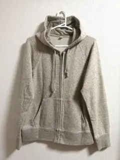 【美品】UNIQLOユニクロ　コットン100%　　パーカー　グレー　Lサイズ