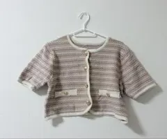 半袖ニットカーディガン ベージュ Mサイズ