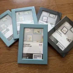 【IKEA】フォトフレームfiksbo　5個(水色3・黒2)セットのサムネイル