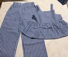 SHEIN ストライプ柄 セットアップ ブルー キッズ　110㎝のサムネイル