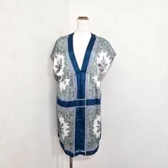 carnelian フレンチスリーブワンピース ネイビー ペイズリー 日本製 Mのサムネイル