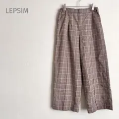 ＊レプシィム＊ ワイドパンツ M チェック柄 ウエストゴム カジュアル ブラウン