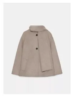 ZARA ウールショートスカーフコート　ミンク　XS