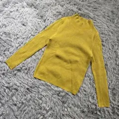 GU ラメリブハイネックニット S マスタード