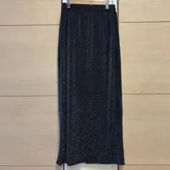 美品【mysa closet ラメ入りロングタイトスカート】M【しまむら】黒