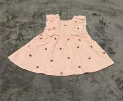 最終値下げ⭐️赤と白のチェックといちご柄　タンクトップ　80㎝