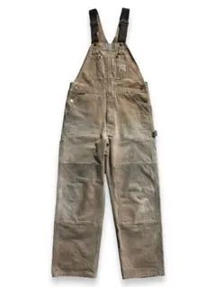 USA製　Carhartt ベージュ ダブルニーオーバーオール　フェード