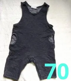 グレー コットンロンパース 70サイズ カバーオール オーバーオール