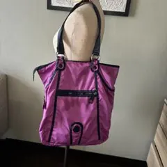 KipLing紫 ショルダーバッグ 外ポケット付き