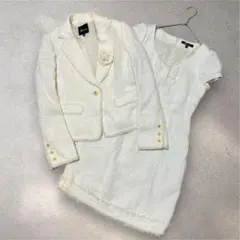 ピンキーアンドダイアン　L ツイードスーツセット　ワンピース　ジャケット　白