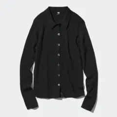 UNIQLO ユニクロ　メリノリブポロカーディガン　ブラック　S