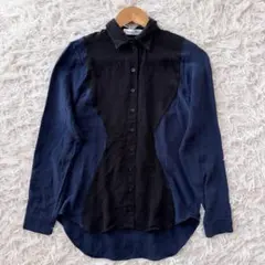 美品　シルク100%　クリスチャンディオール　長袖　シャツ　ネイビー　Lサイズのサムネイル