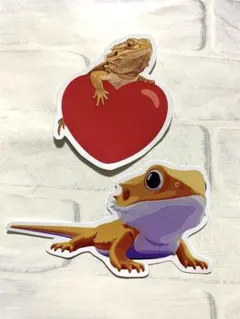 フトアゴヒゲトカゲのステッカー2枚セット