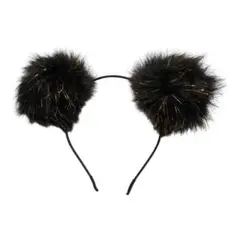 Disney ディズニー ミッキー ファー ポンポン 耳付き カチューシャ