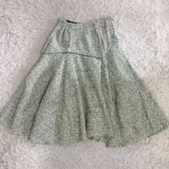極美品✨ドゥロワー LINTONツイード ひざ丈フレアスカート 春夏系 フリンジのサムネイル