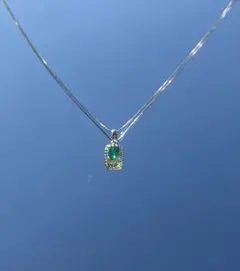 0.73ct天然エメラルド ネックレス プラチナ ダイヤモンド ペンダント 
