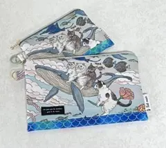 フラットポーチセット　おとぎの国の猫と仲間たち　ハンドメイド