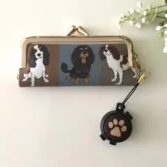 がま口印鑑ケース朱肉付き♡キャバリア犬　肉球