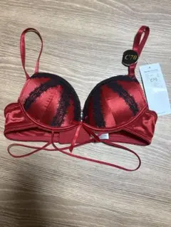 C70 赤 レース付きブラジャーのサムネイル