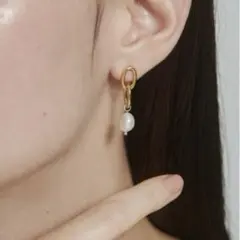 【金属アレルギー対応】モチーフ淡水パールピアス サージカルステンレス