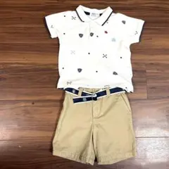 綺麗　ラルフローレン　ベルト付きハーフパンツ＆半袖ポロシャツ　９０　ズボン