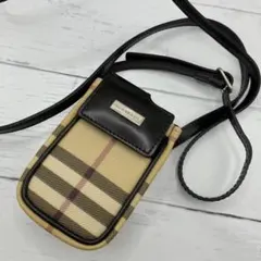良品 バーバリー ミニショルダーバッグ ノバチェック ガラケーケース ポーチのサムネイル
