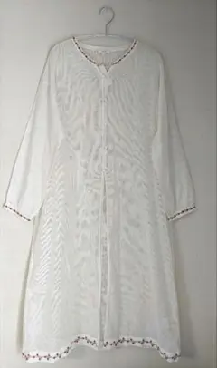 新品Keittoキナリ色ベリー刺繍メッシュワンピースロングカーディガンL