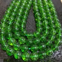 「C5799」天然石 カラークラック水晶 グリーン　10mm 1連