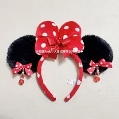 ミニーちゃん 水玉 カチューシャ ピアス イヤリング 赤 レッド ディズニー
