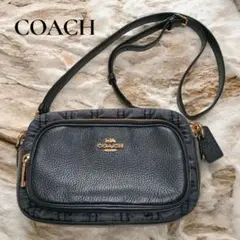 【nin様】コーチ ショルダーバッグ カメラバッグ ネイビー　レザー　ナイロン