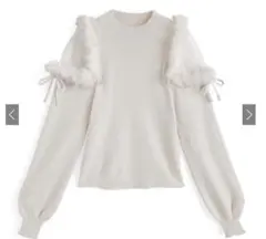 GRLファーショルダーニットトップス