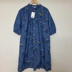 スーパーハッカ　刺繍　花柄　デニム　ワンピース