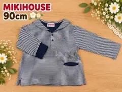 ミキハウス 90 長袖Tシャツ セーラーカラー ボーダー マリン 刺繍