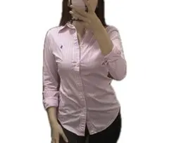 POLO RALPH LAUREN ピンクストライプ長袖シャツ サイズ2 美品