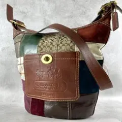 美品✨レア コーチ ショルダーバッグ キャンバス×レザー パッチワーク 斜め掛け